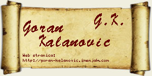 Goran Kalanović vizit kartica